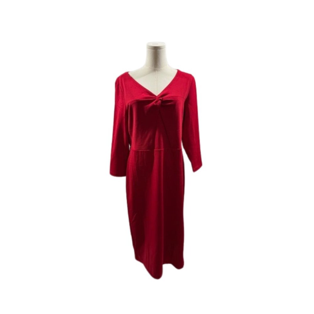 Talbots Red Knot Front Midi Dress Size 10 NWT - Picture 4 of 8